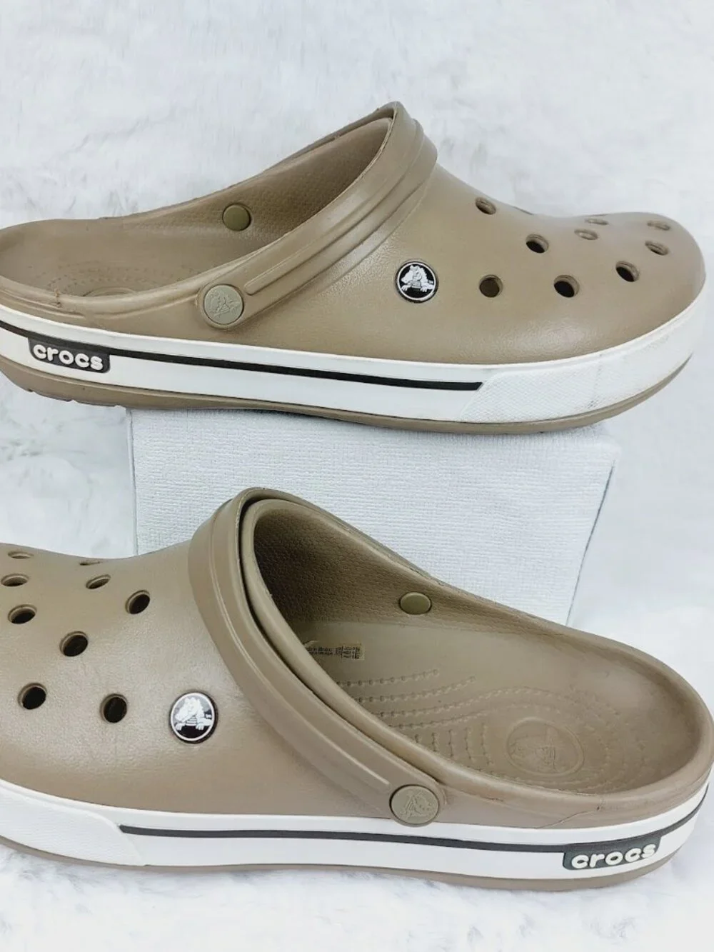 Crocs Men's Khaki Brown Classic Crocband Slip-On Casual Clogs Size US 12